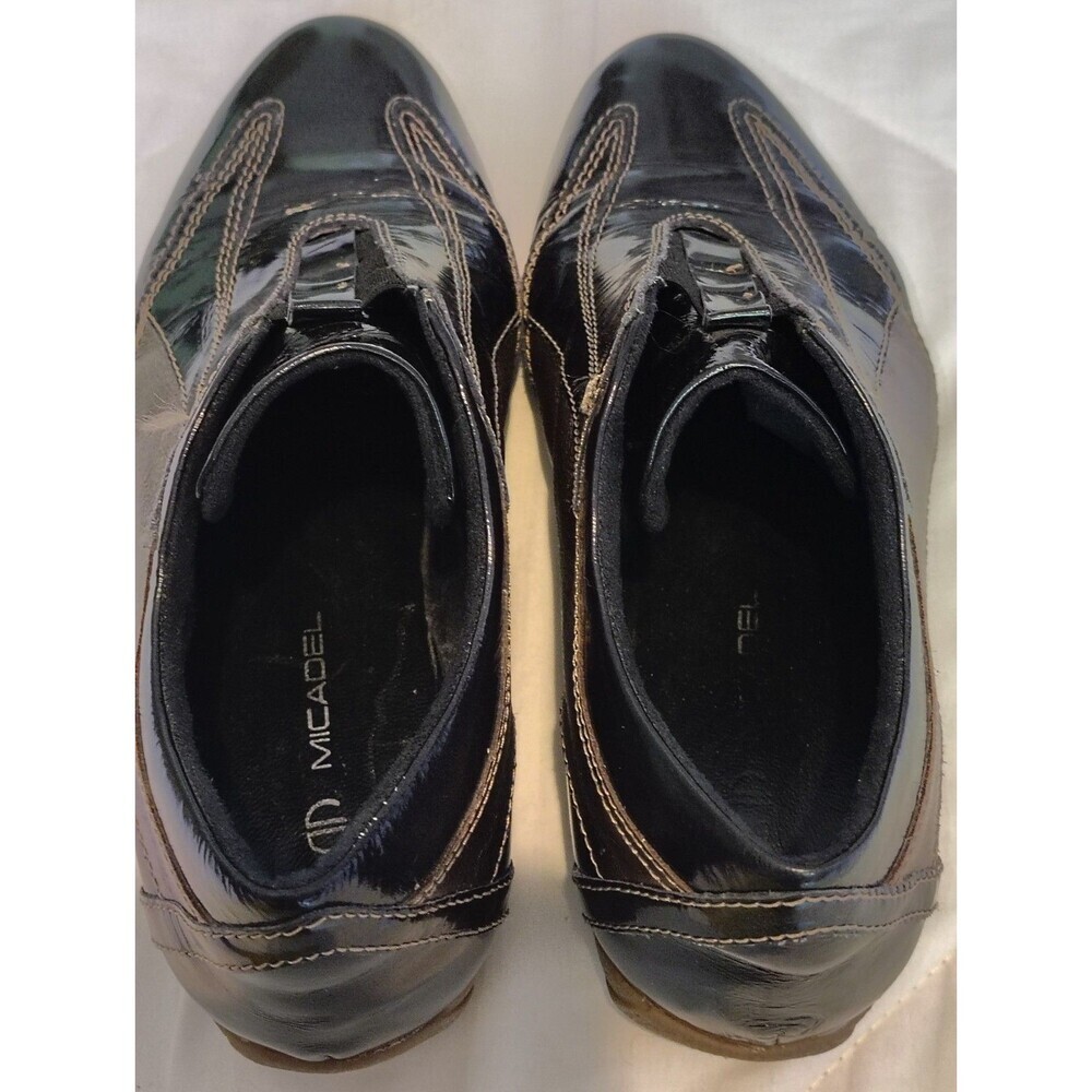 Micadel Black Patent & Metallic Leather Slip On Sneaker Loafer 6 Leather Spain - Picture 10 of 12